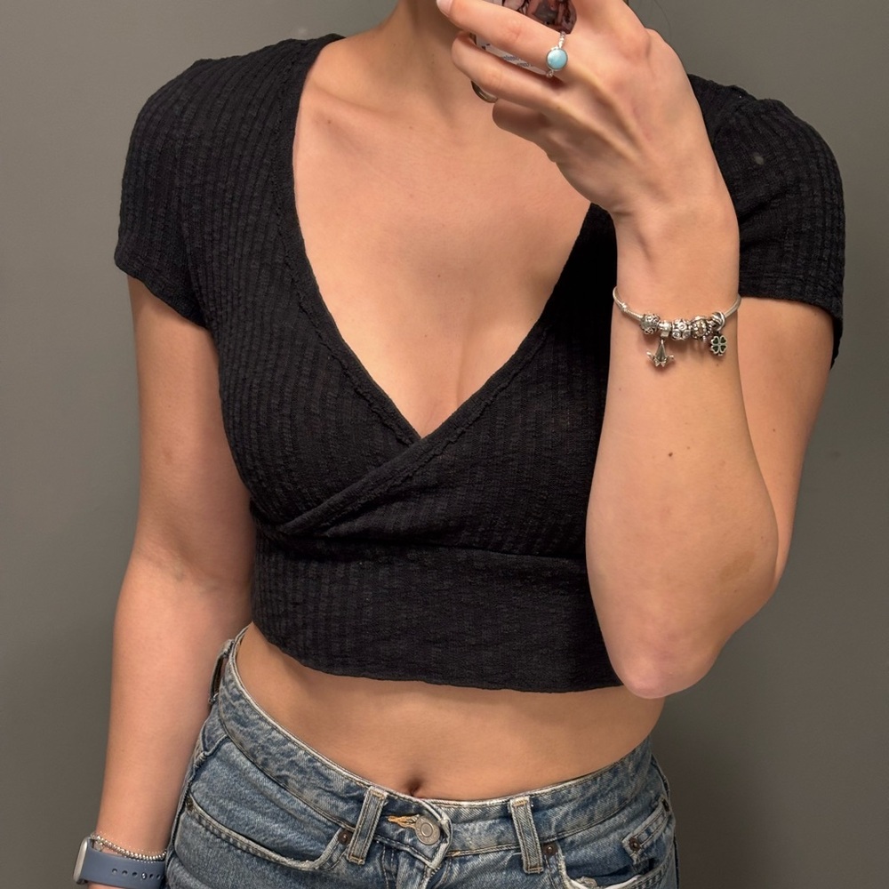 Urban Outfitters Black crossover crop top